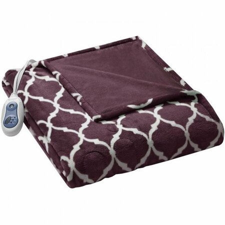 BEAUTYREST 60 x 70 in. Heated Ogee Throw - Purple BR54-0666